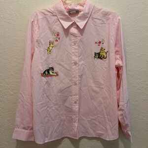 Vintage cat shirt kittens Shacket soft pastel pink